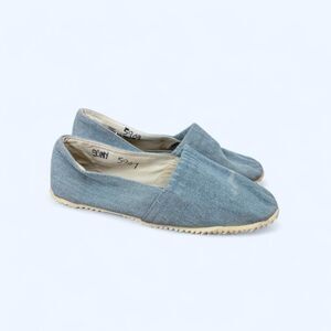 Light Denim Cotton Canvas Slip On Summer Beach Espadrille Flat Loafers c. 1998